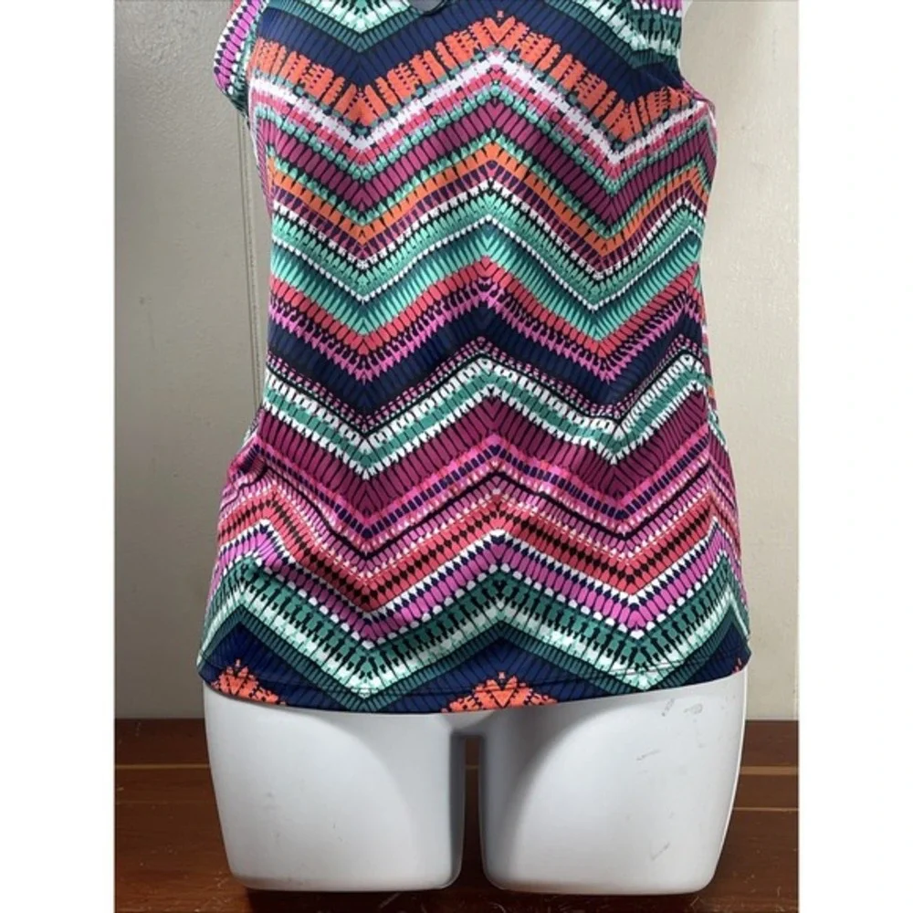 NWT AMERICAN BEACH  Geometric boho PADDED Tankini Top 12‎ beach pool